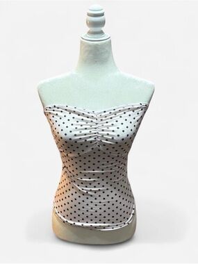 Strapless Polka Dot Tube Top - White with Black Dots